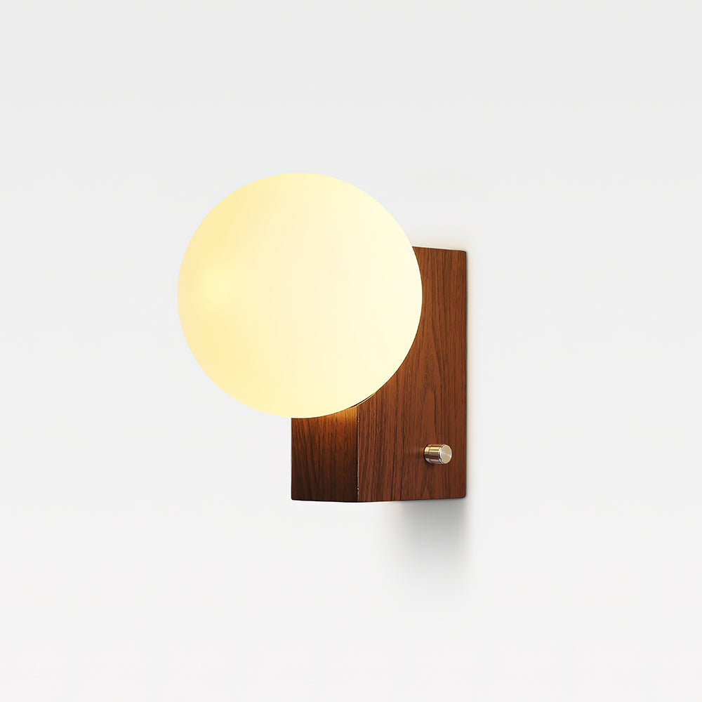 Mogendo | Glowen Wall Lamp W 24cm x H 25cm W 9.4″ x H 9.8″ Walnut Color & White