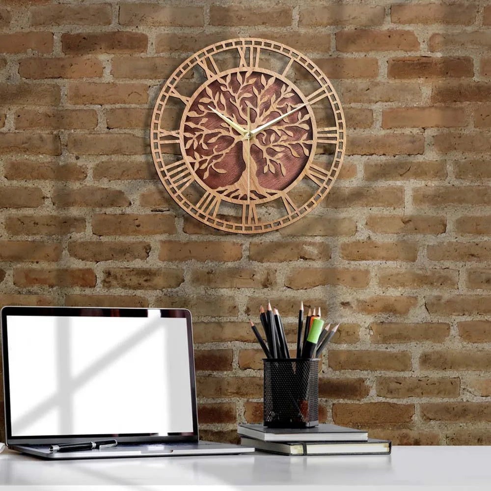 Mogendo | WoodArt | Rustic wall clock made of wood in vintage style 38cm