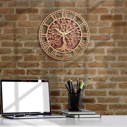Mogendo | WoodArt | Rustic wall clock made of wood in vintage style 38cm