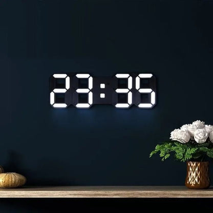 Mogendo | LumiSync 3D LED Wall Clock – Modern Digital Clock with Dimmer Lighting Black