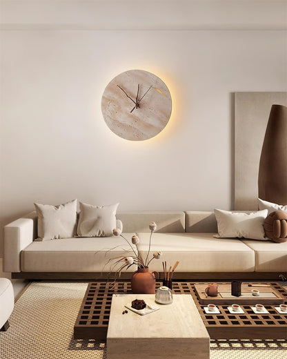 Mogendo | Kiera Travertine Clock Wall Lamp