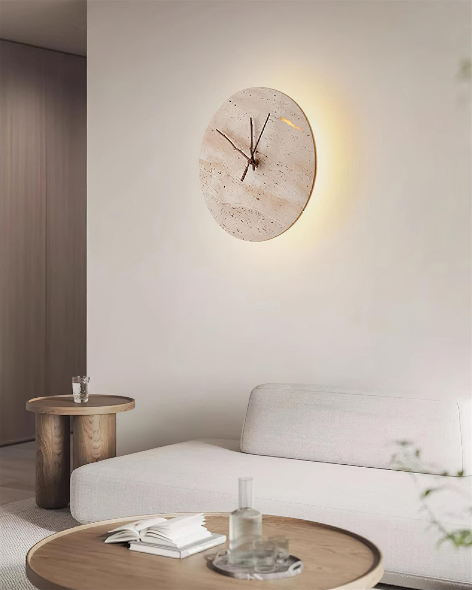 Mogendo | Kiera Travertine Clock Wall Lamp
