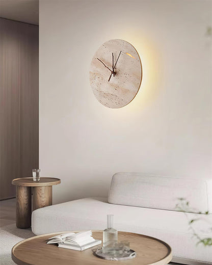Mogendo | Kiera Travertine Clock Wall Lamp