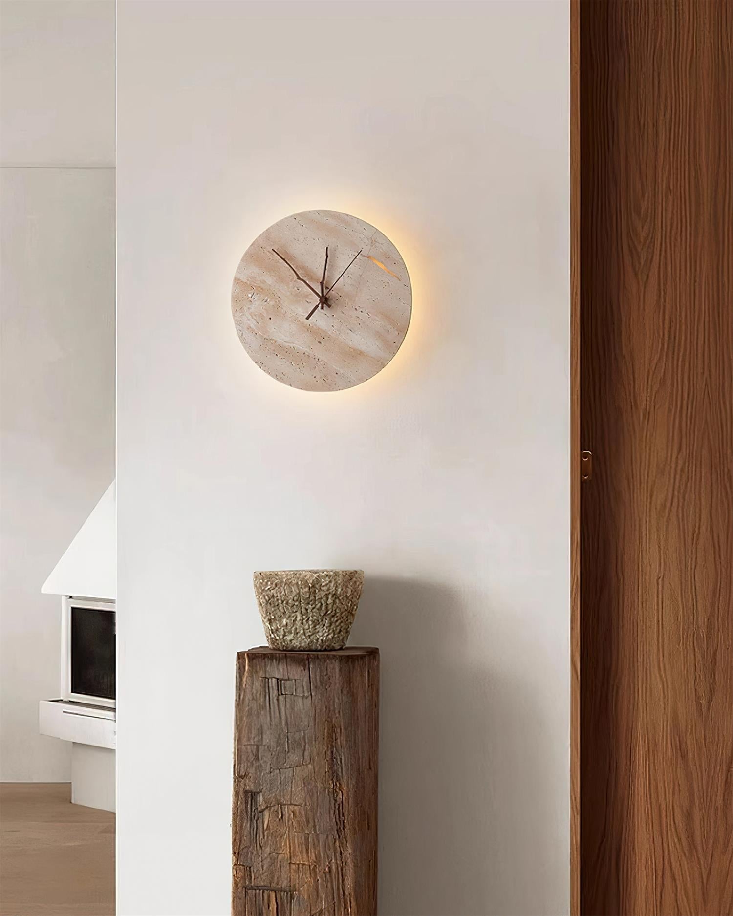 Mogendo | Kiera Travertine Clock Wall Lamp