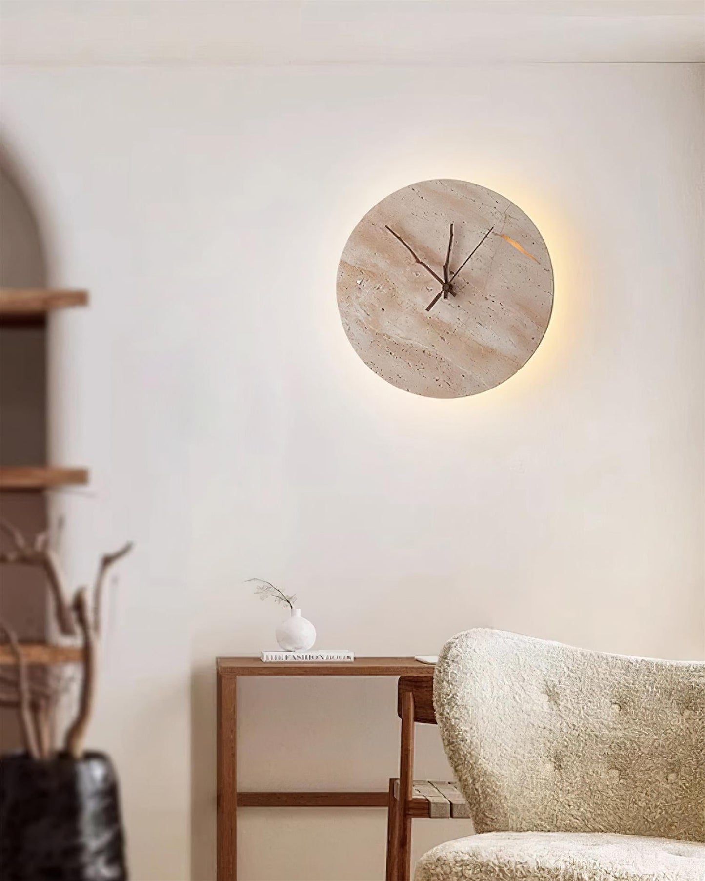 Mogendo | Kiera Travertine Clock Wall Lamp