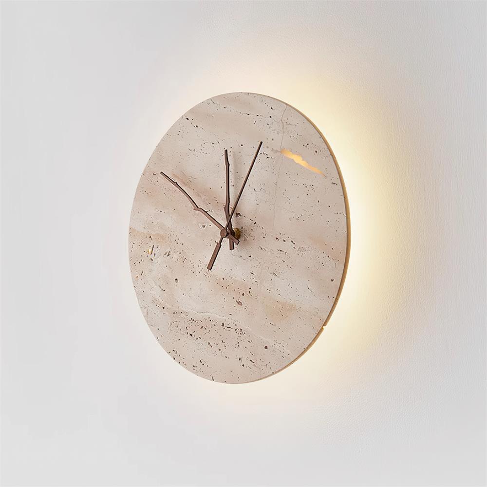 Mogendo | Kiera Travertine Clock Wall Lamp