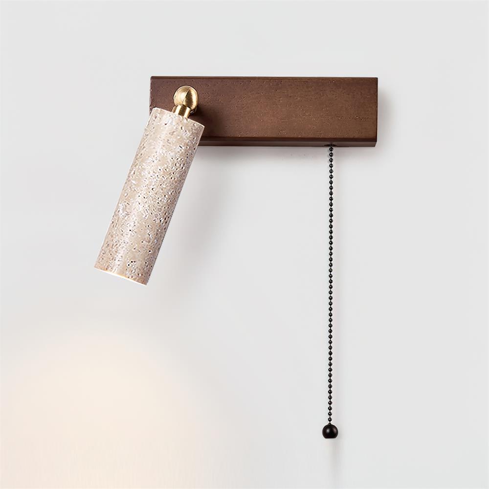 Mogendo | Lavaire Wall Lamp W 4cm x H 12cm W 1.5″ x H 4.7″ Walnut Color & Beige Left