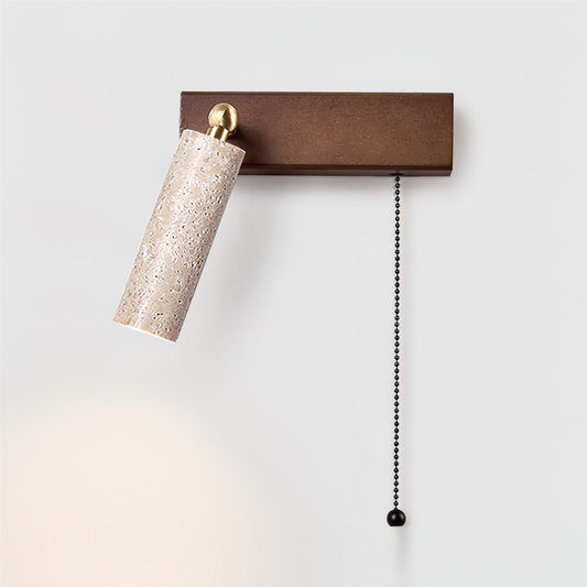 Mogendo | Lavaire Wall Lamp W 4cm x H 12cm W 1.5″ x H 4.7″ Walnut Color & Beige Left