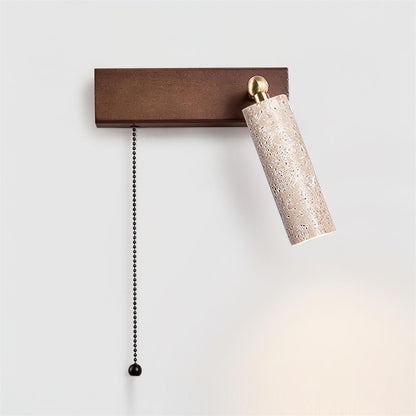 Mogendo | Lavaire Wall Lamp W 4cm x H 12cm W 1.5″ x H 4.7″ Walnut Color & Beige Right