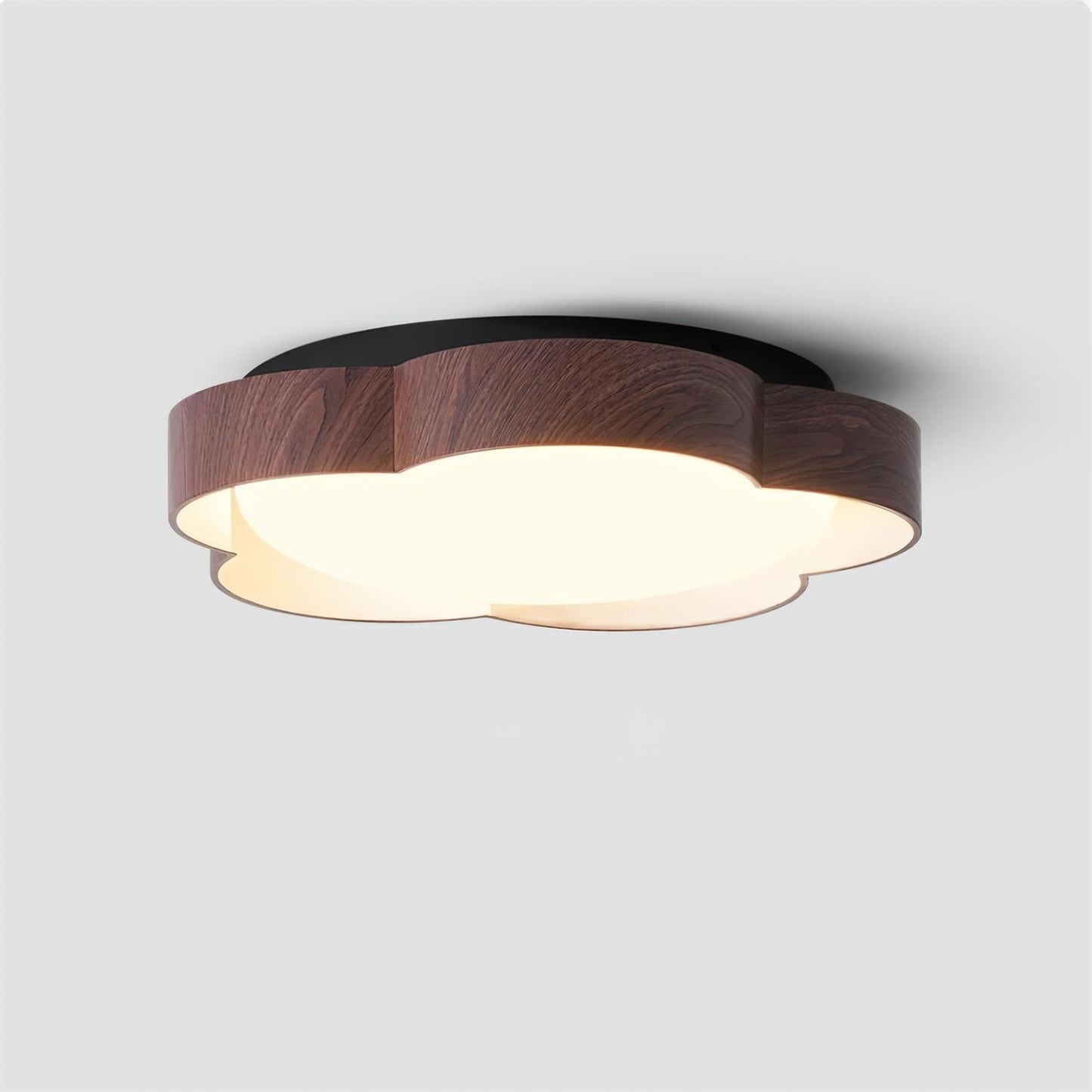 Mogendo | Luminaria Ceiling Lamp Dia 45cm x H 8.5cm ∅ 17.7″ x H 3.3″ Walnut Color Warm White