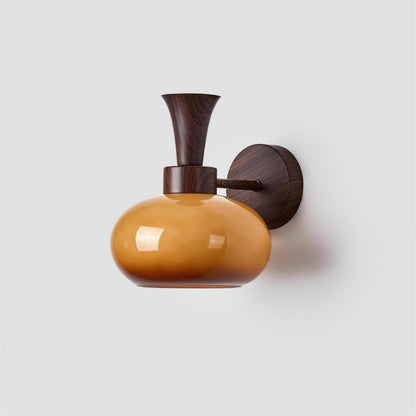 Mogendo | Mareli Wall Lamp W 18cm x H 23cm W 7″ x H 9″ Walnut Color & Caramel color