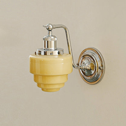 Mogendo | Marnie Wall Lamp Model A W 14cm x H 24cm W 5.5″ x H 9.4″ Chrome & Pudding Yellow