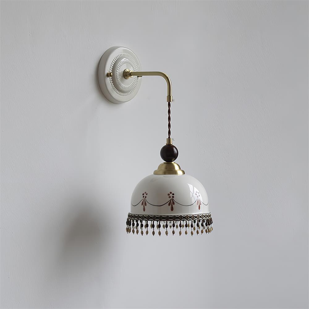 Mogendo | Noemi Wall Lamp Model B W 18m x H 20cm W 7″ x H 7.8″ Brown & White