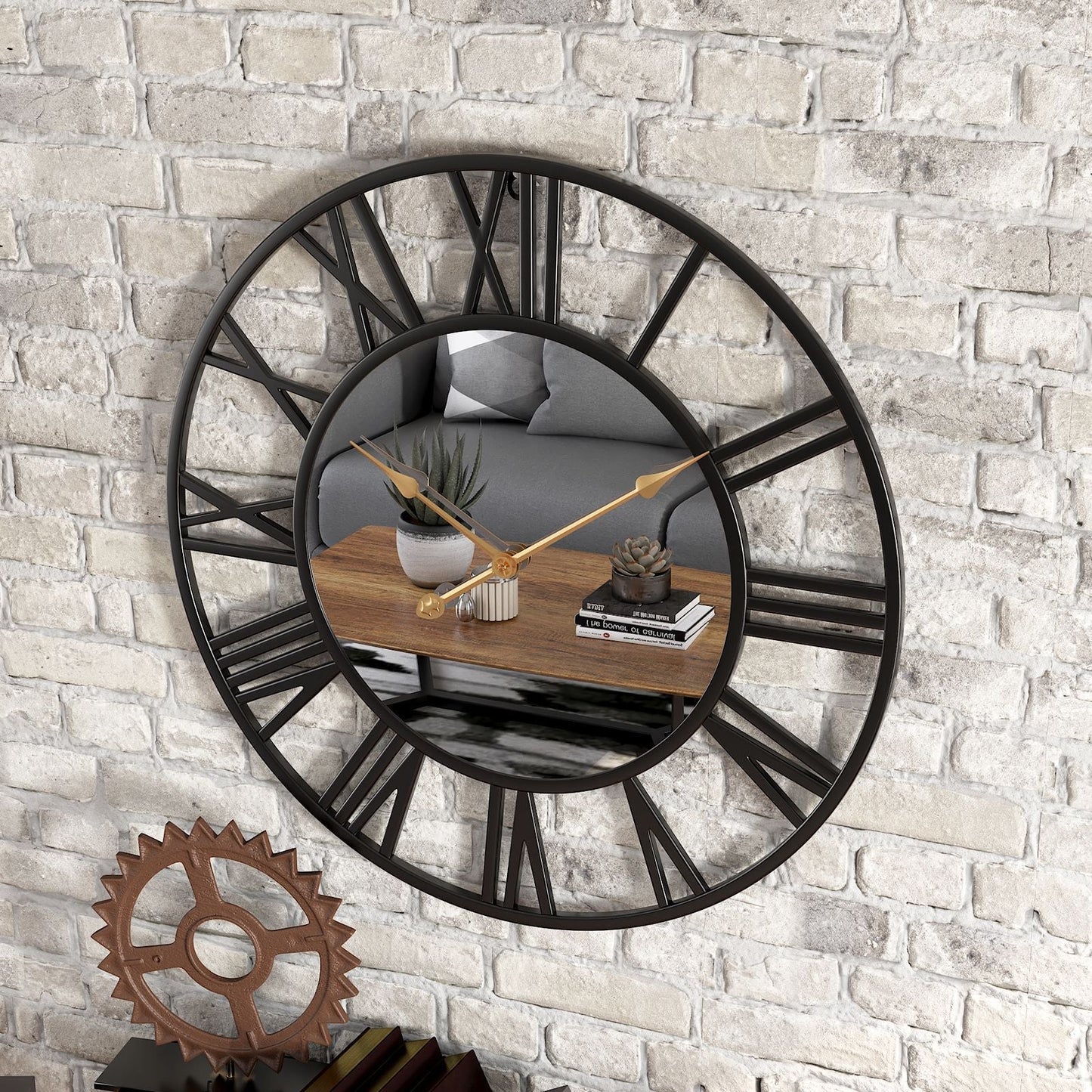 Mogendo | Metal Vintage Large Size Wall Clock with Mirror 39cm
