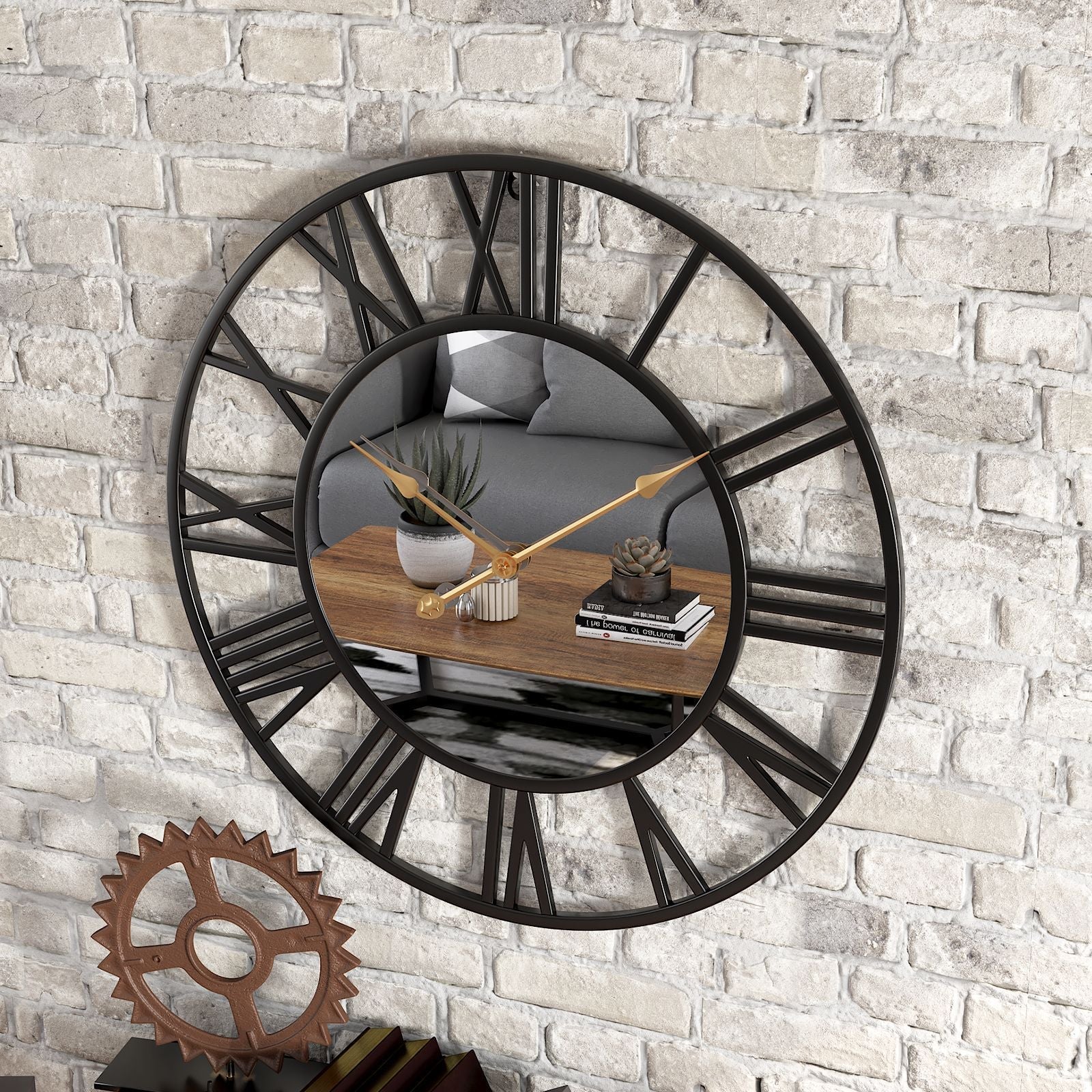 Mogendo | Metal Vintage Large Size Wall Clock with Mirror 39cm