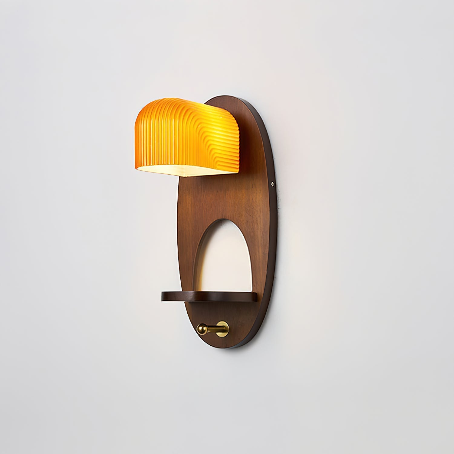 Mogendo | Orenso Wall Lamp W 21cm x H 40cm W 8.2″ x H 15.7″ Walnut Color & Orange