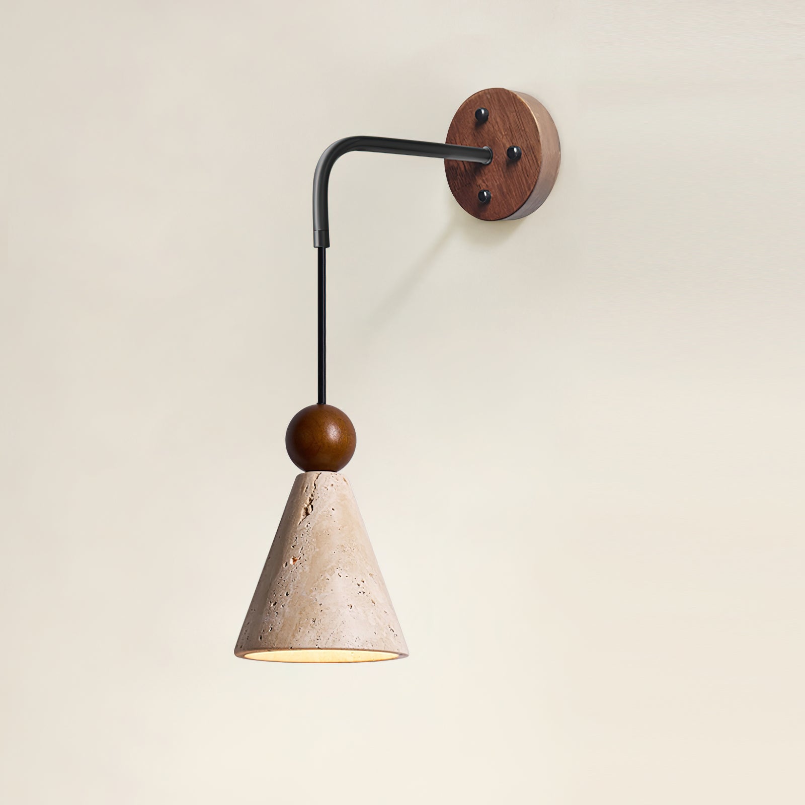 Mogendo | Terrano Wall Lamp W 12cm x H 17cm W 4.7″ x H 6.7″ Walnut Color & Beige