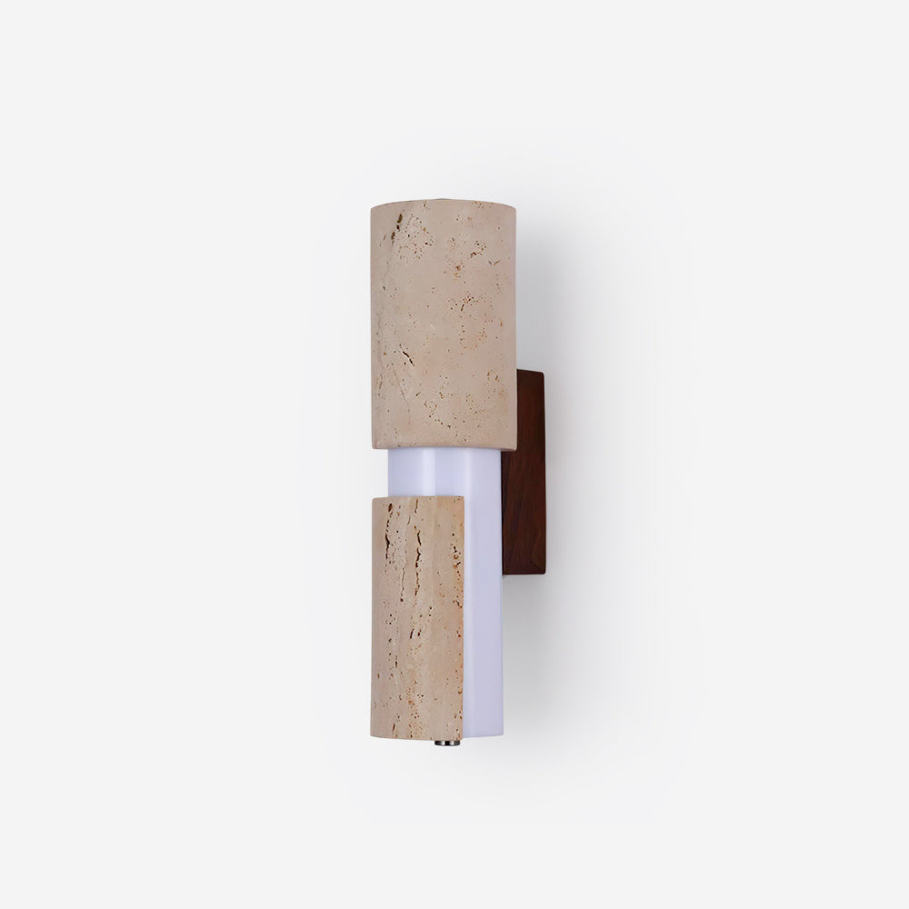 Mogendo | Tolira Wall Lamp W 8cm x H 30cm ∅ 7.8″ x H 11.8″ Walnut Color & Beige Warm White