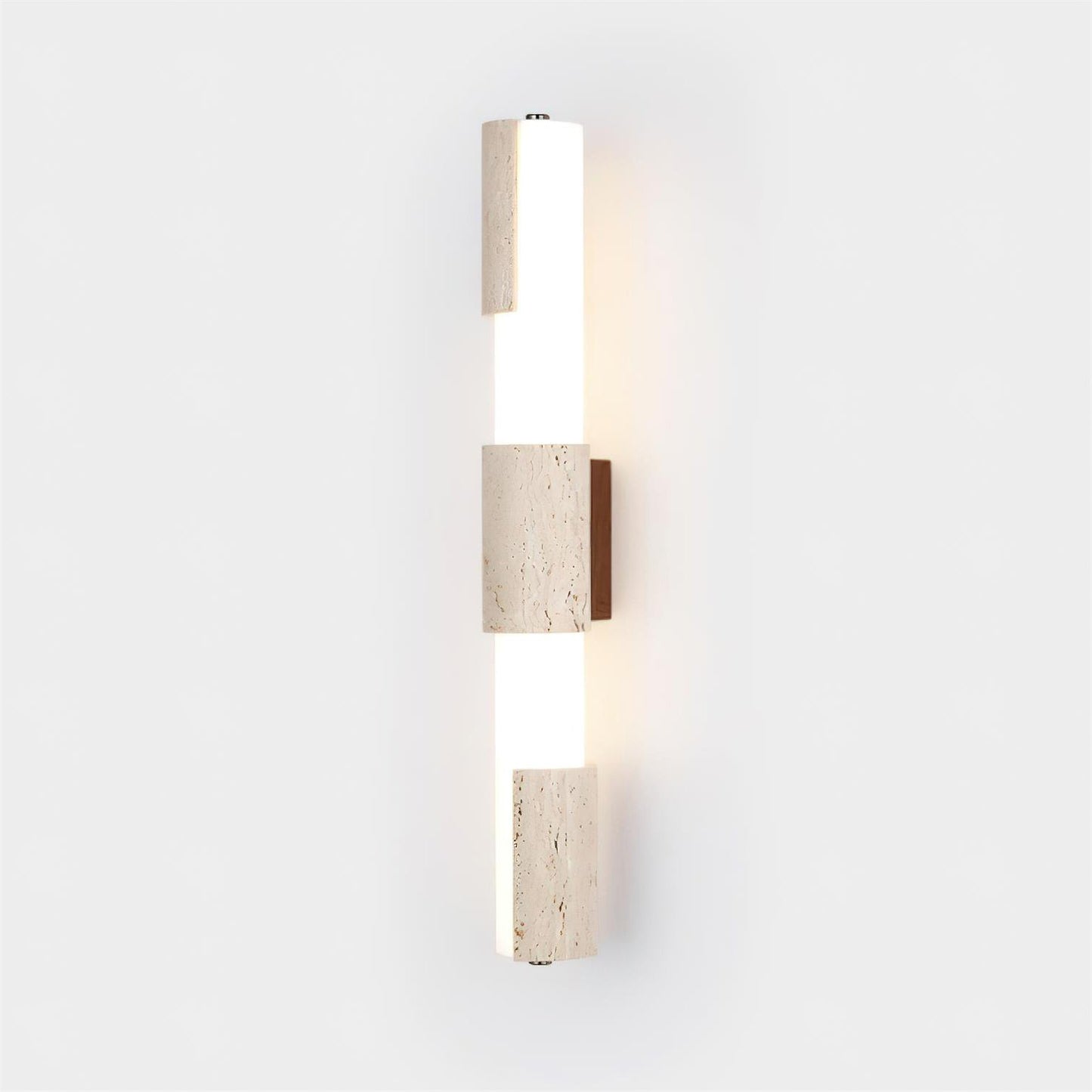 Mogendo | Tolira Wall Lamp W 8cm x H 60cm ∅ 7.8″ x H 23.6″ Walnut Color & Beige Warm White