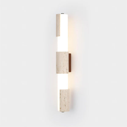 Mogendo | Tolira Wall Lamp W 8cm x H 60cm ∅ 7.8″ x H 23.6″ Walnut Color & Beige Warm White