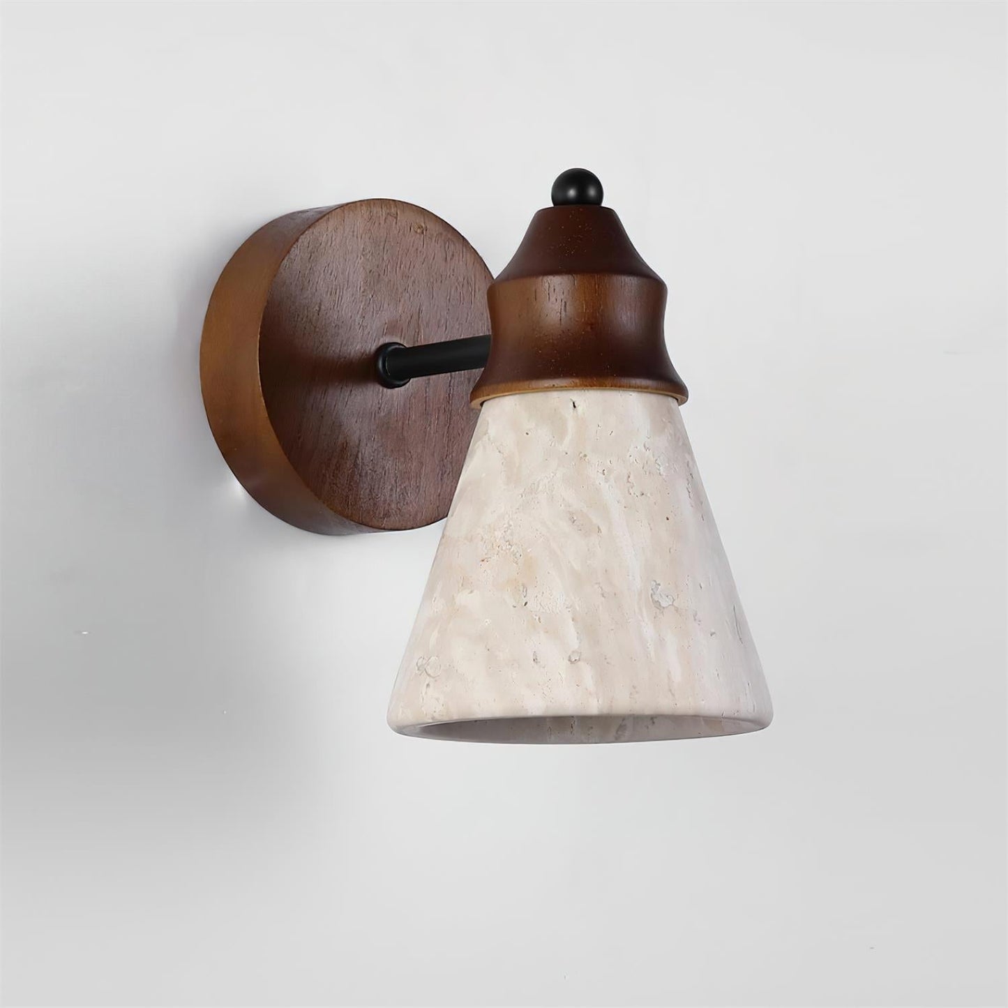 Mogendo | Travine Wall Lamp W 11cm x H 15cm ∅ 4.3″ x H 5.9″ Walnut Color & Beige