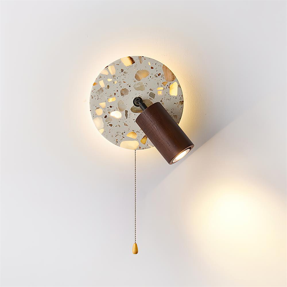 Mogendo | Traviso Wall Lamp Dia 20cm x H 20cm ∅ 7.8″ x H 7.8″ Beige & Walnut Color