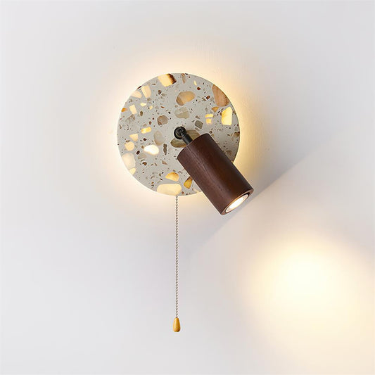 Mogendo | Traviso Wall Lamp Dia 20cm x H 20cm ∅ 7.8″ x H 7.8″ Beige & Walnut Color