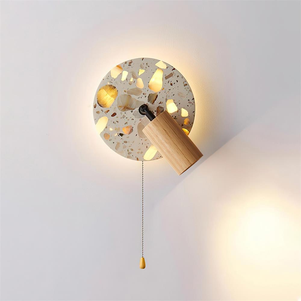Mogendo | Traviso Wall Lamp Dia 20cm x H 20cm ∅ 7.8″ x H 7.8″ Beige & Wood Color